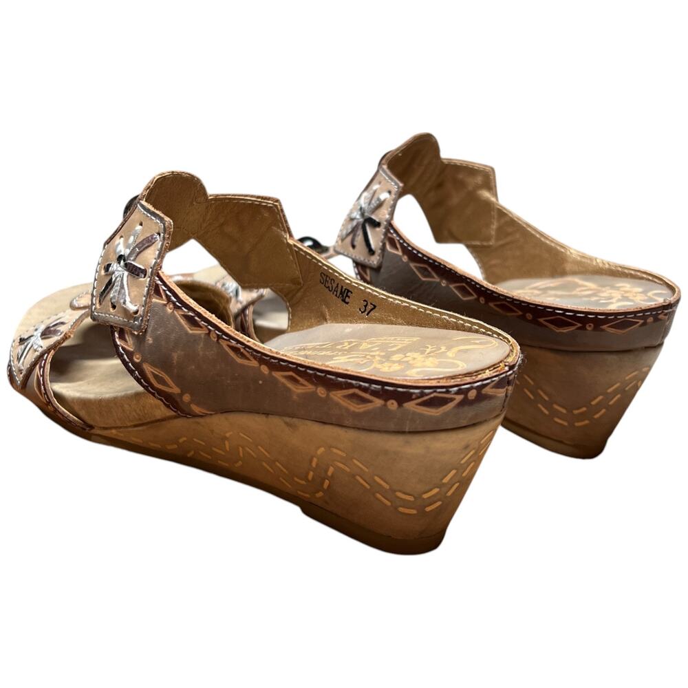 SPRING STEP L'Artiste Women's Size 37/US 6.5-7 Sesame Sandal Wedge Slide Comfort - Picture 3 of 14